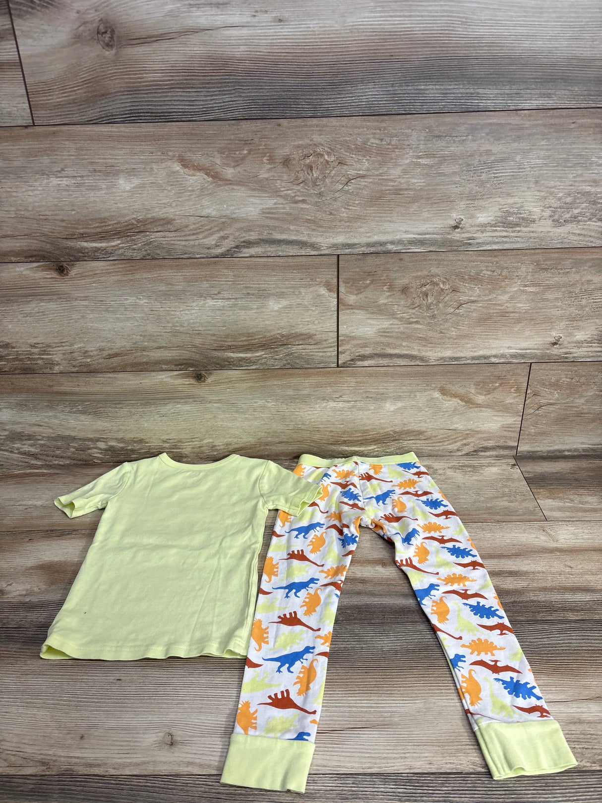 Cat & Jack 2pc T-Rex Pajama Set Neon Yellow sz 5T