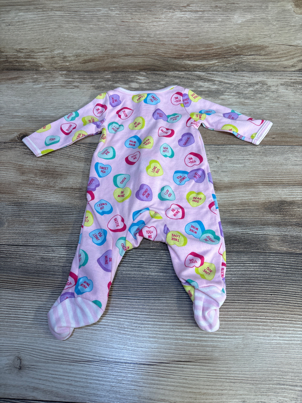 Sweathearts Valentines Day Heart Print Sleeper Pink sz Newborn