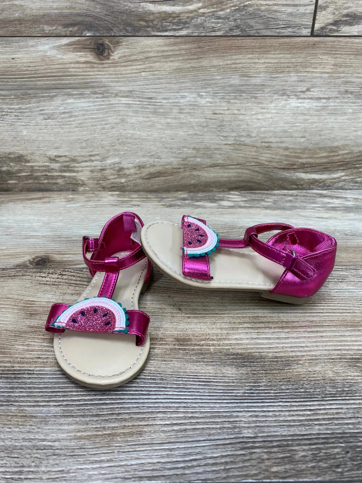 Gymboree Watermelon T-Strap Sandals Pink sz 6c - Me n Mommy To Be