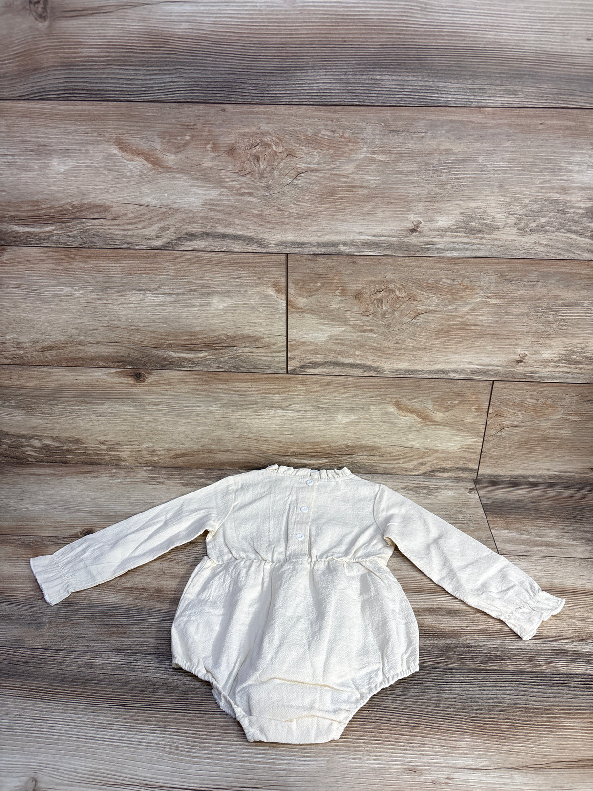 NEW Shein Long Sleeve Bubble Romper Ivory sz 18-24m