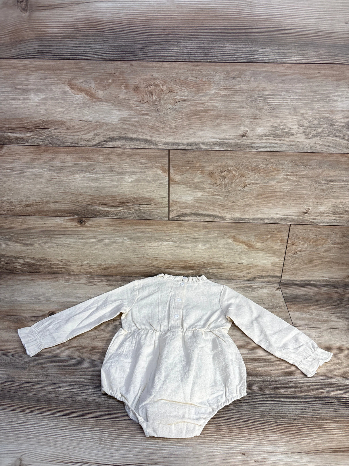 NEW Shein Long Sleeve Bubble Romper Ivory sz 18-24m