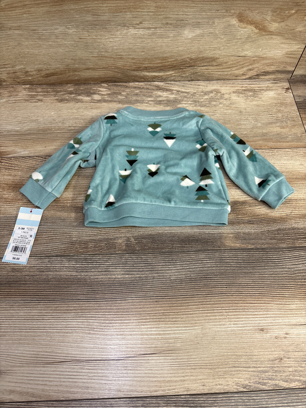 NEW Cat & Jack Tree Print Velour Sweatshirt Teal sz 0-3m