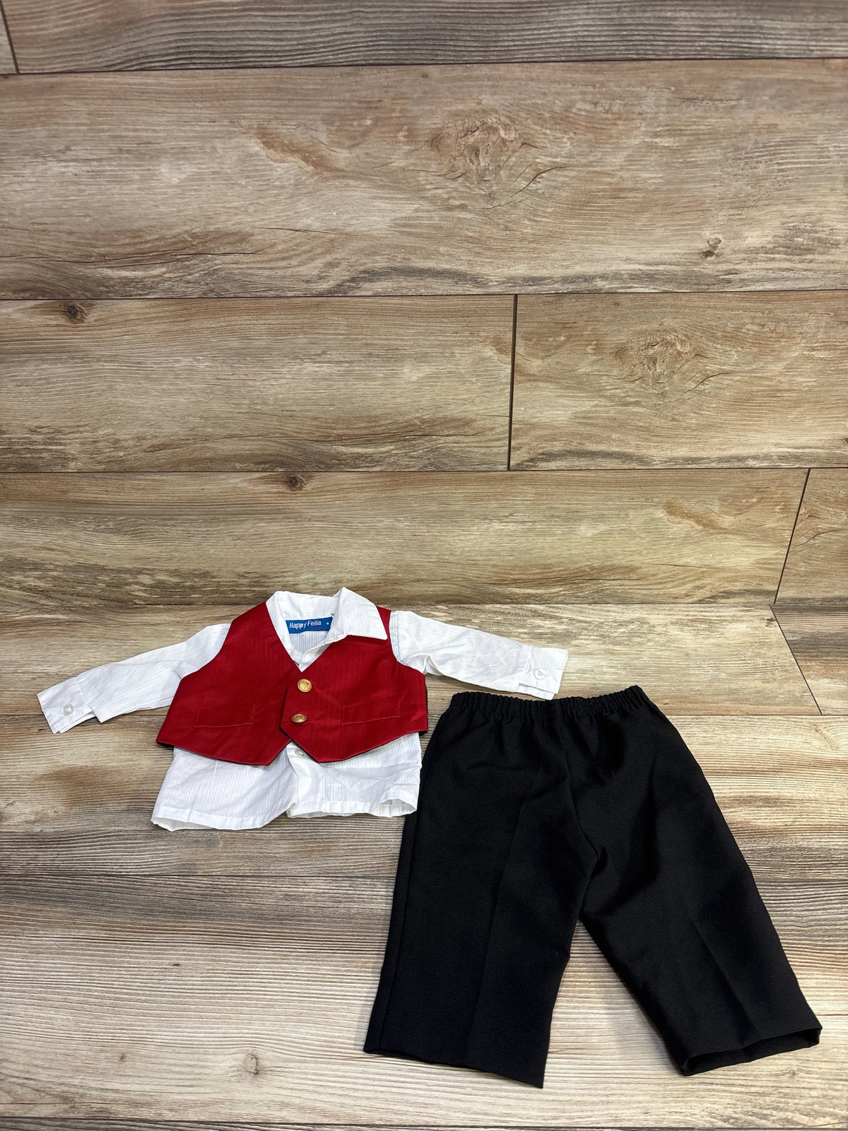 Happy Fella 3pc Suit Vest, Shirt, & Dress Pants Set White sz 6/9m