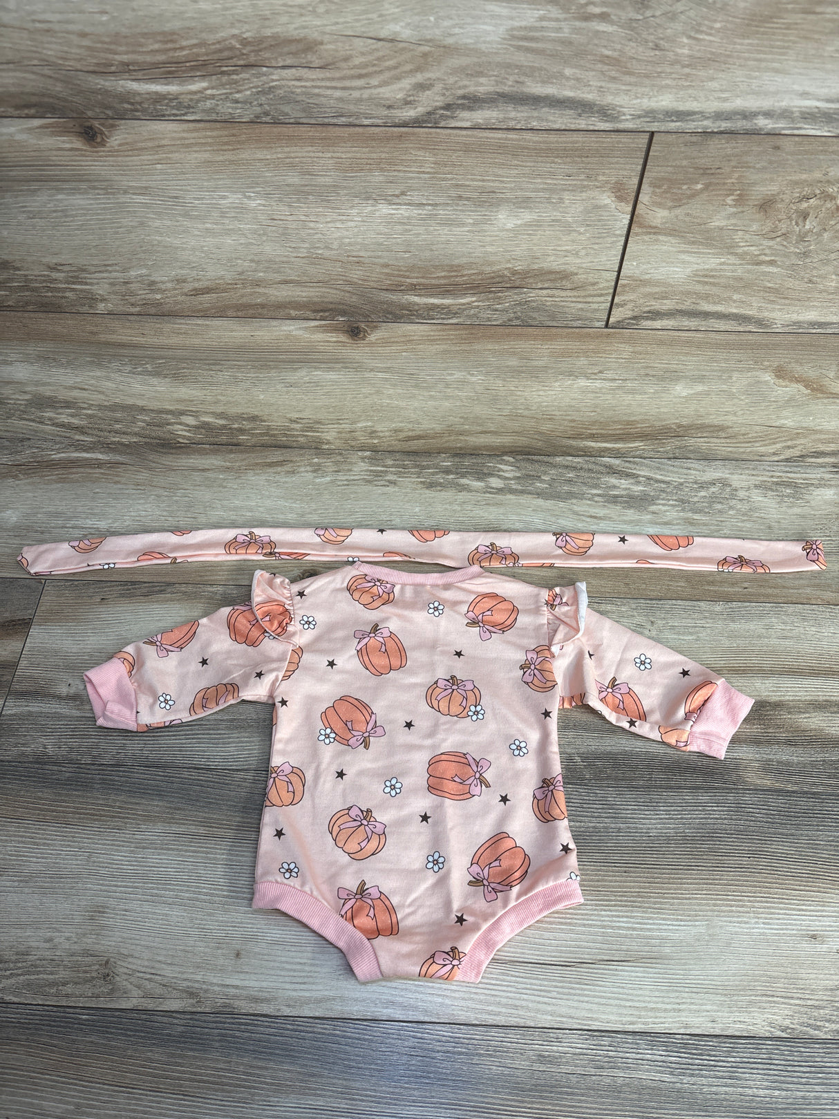 2pc Long Sleeve Pumpkin Bodysuit & Headwrap Pink sz 3-6m