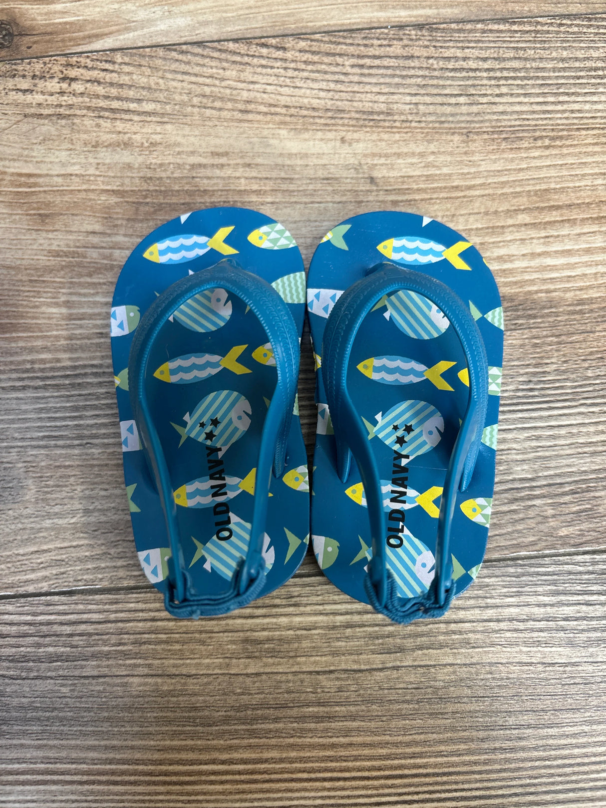 Old Navy Fish Print Flip Flop Sandals Blue sz 4c