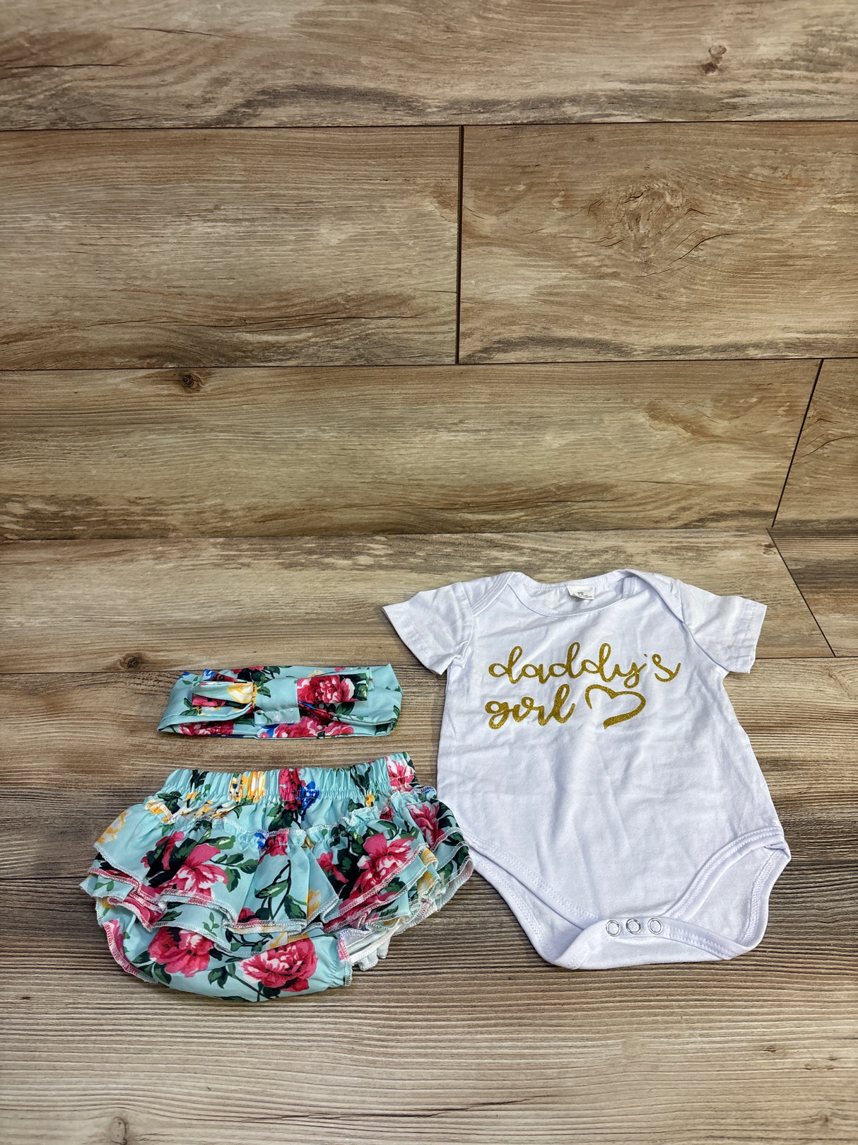 Generic 3pc Daddy's Girl Bodysuit, Ruffle Bloomers, & Headband Set White sz 3-6m