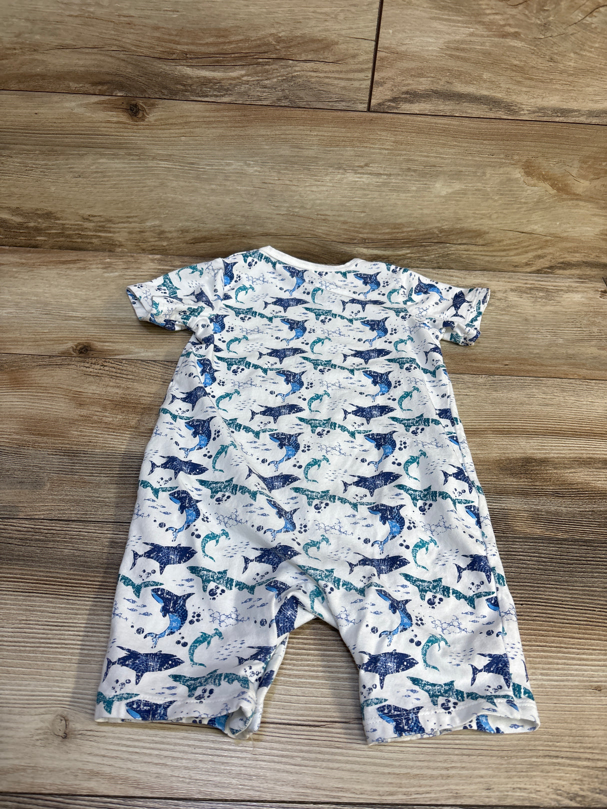 Zanie Kids Shark Print Shortie Romper White sz 18-24m