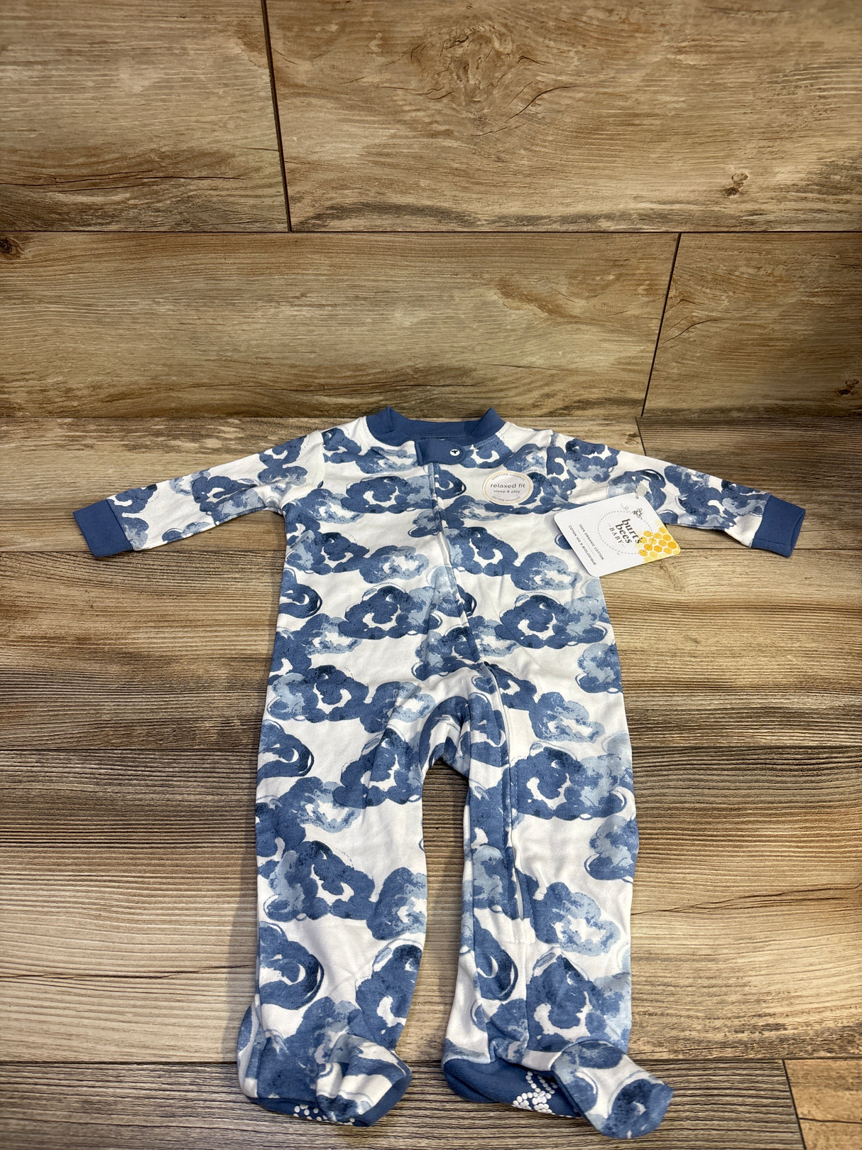 NEW Burt's Bees Baby Cloud Print Sleeper White sz 3-6m
