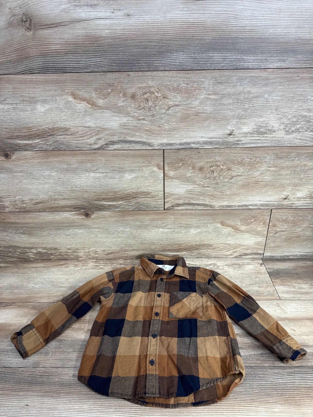 H&M Button Up Plaid Shirt Brown sz 4T