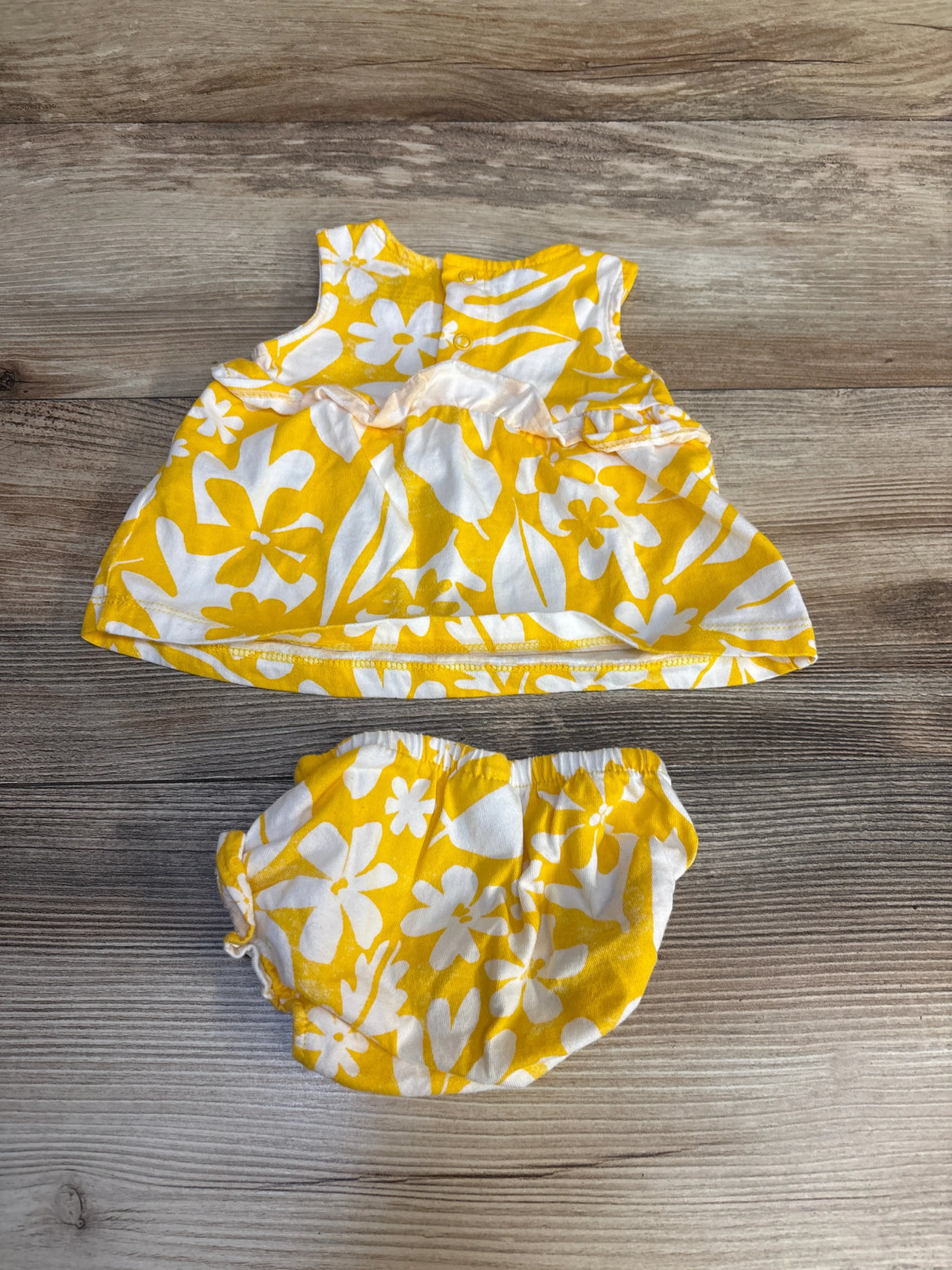 Yellow and white floral baby dress with matching bloomers, kids summer outfit
