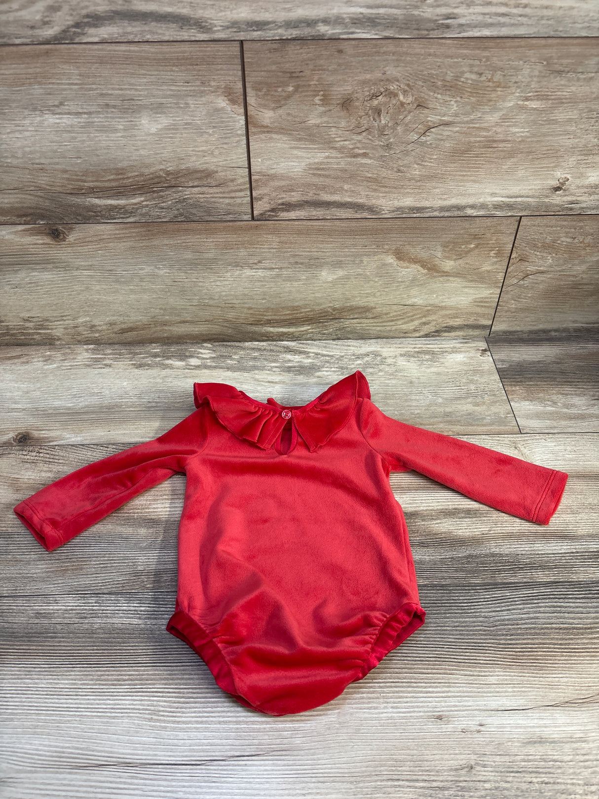 Hanna Andersson Velour Collared Long Sleeve Bodysuit Red sz 3-6m