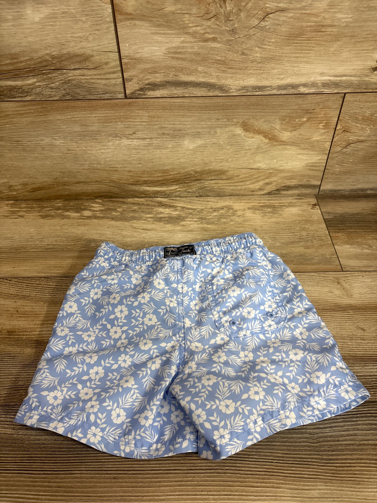 Janie & Jack Floral Swim Trunks Light Blue sz 5T