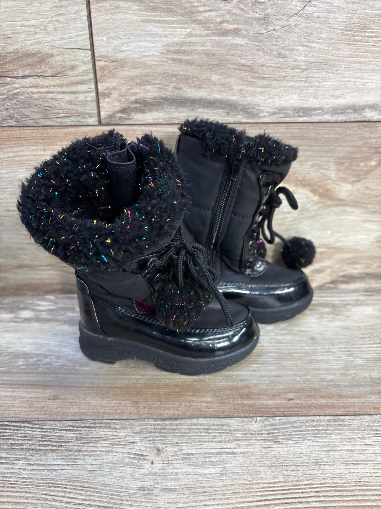 Totes Sweetheart Winter Boots Candy Black sz 6c