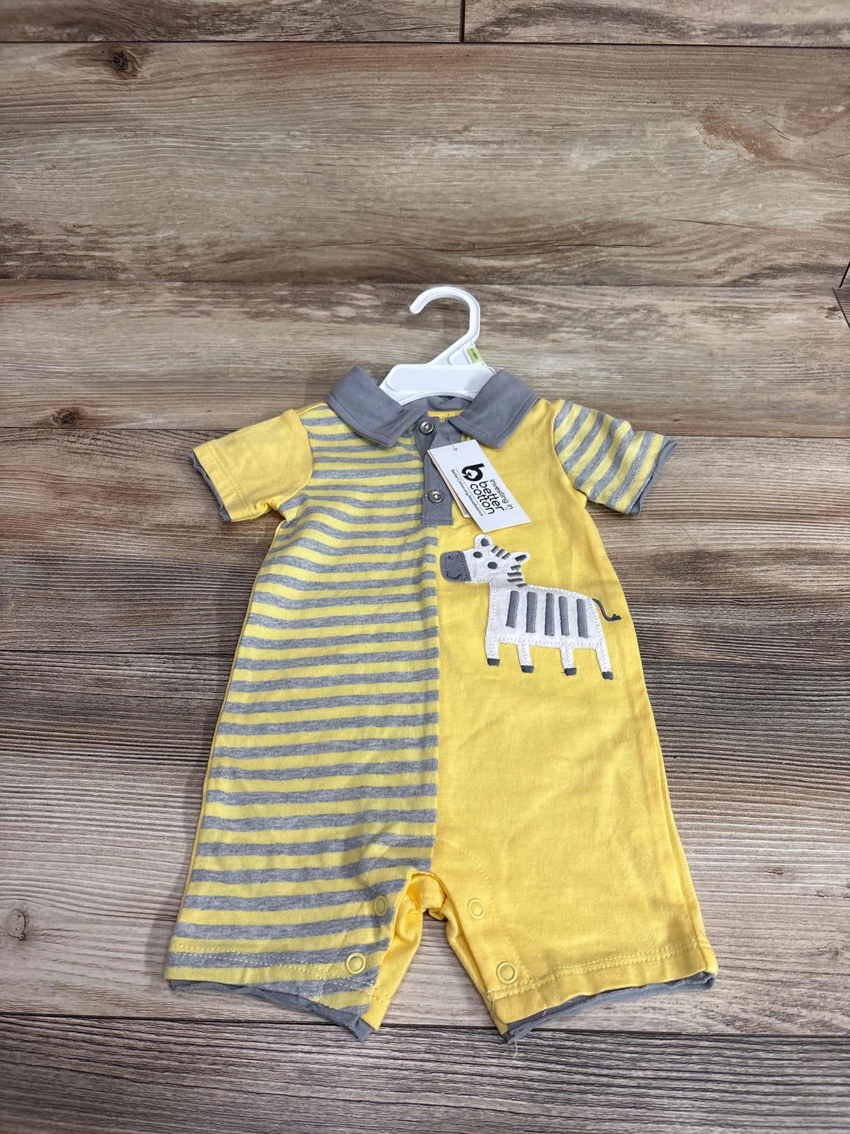 NEW First Impressions Shortie Henley Romper Yellow sz 0-3m