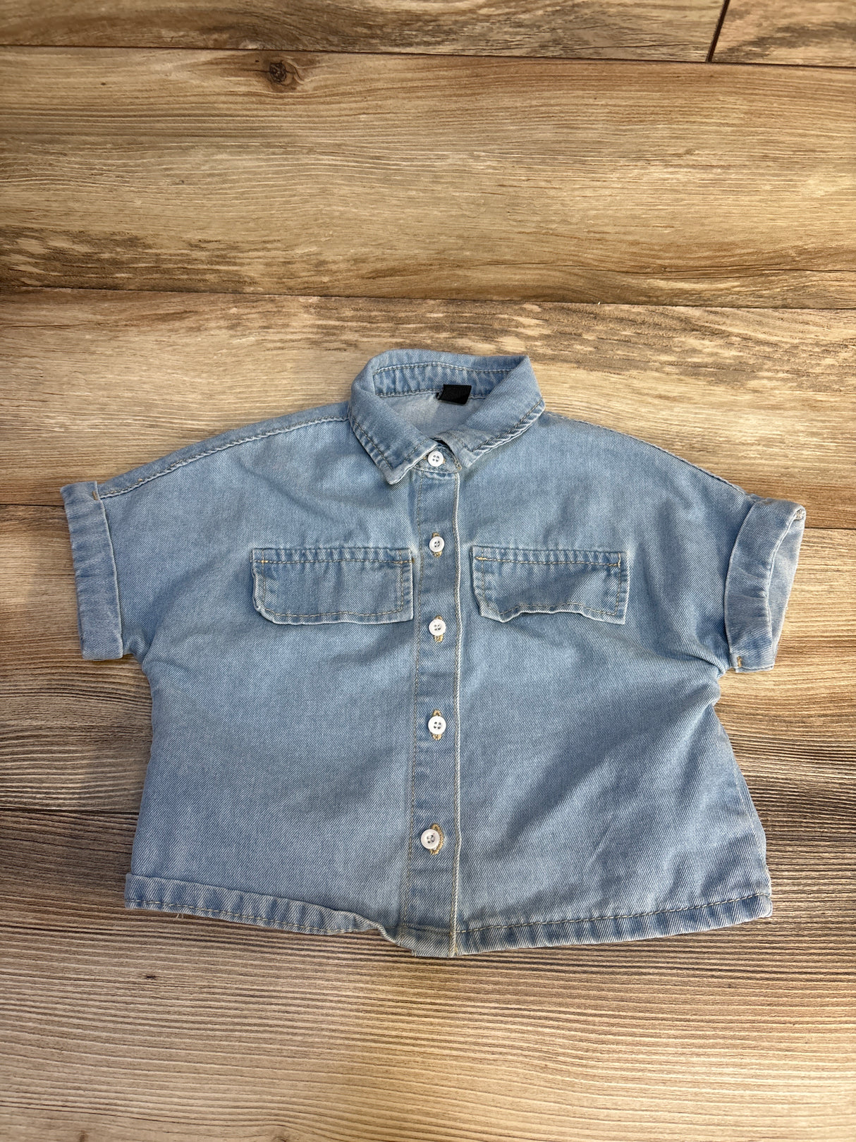 Shein Denim Button Up Shirt Blue sz 4T