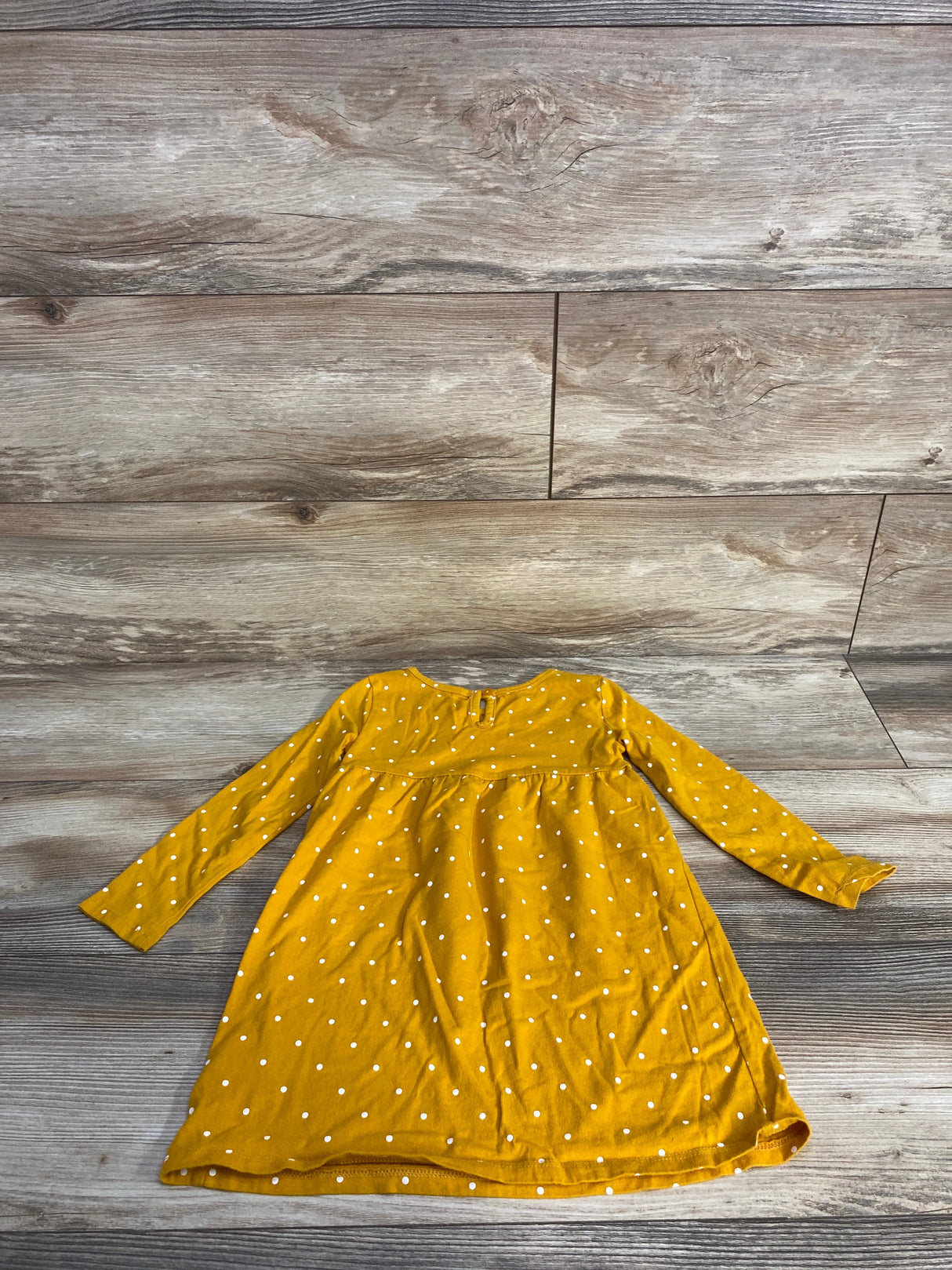 Carter's Smocked Polka Dot Long Sleeve Dress Yellow sz 4T