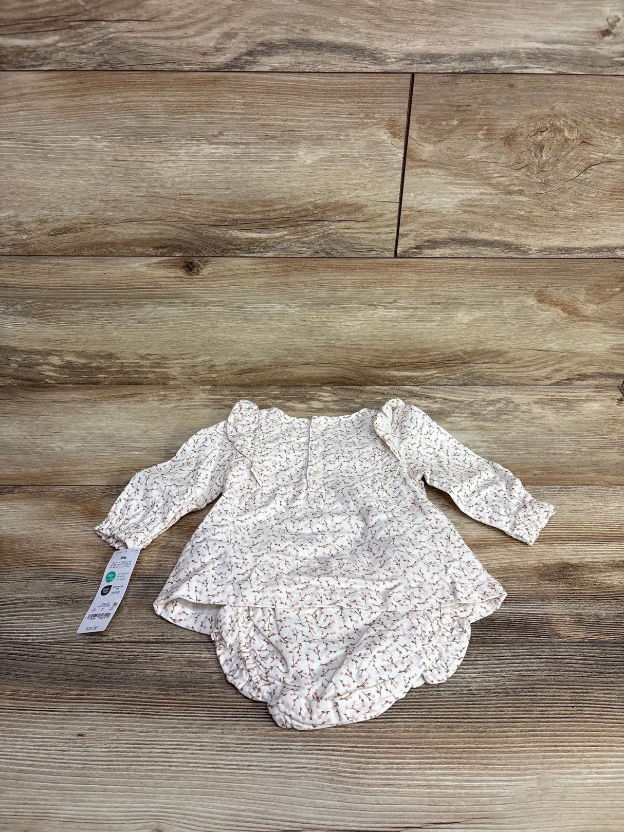 NEW Just One You 2pc Textured Floral Dress & Bloomers Set Ivory sz 6m