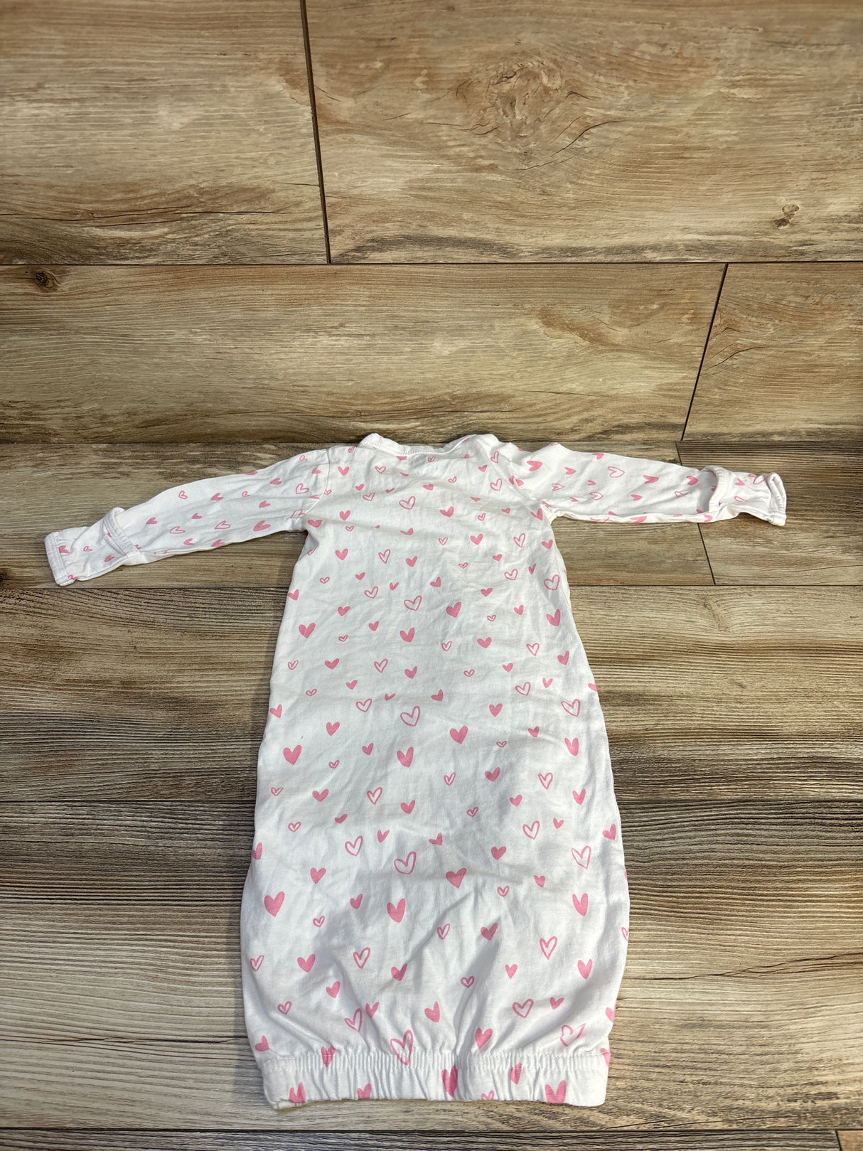 Cambria Baby Heart Print Kimono Sleep Gown White sz 0-6m