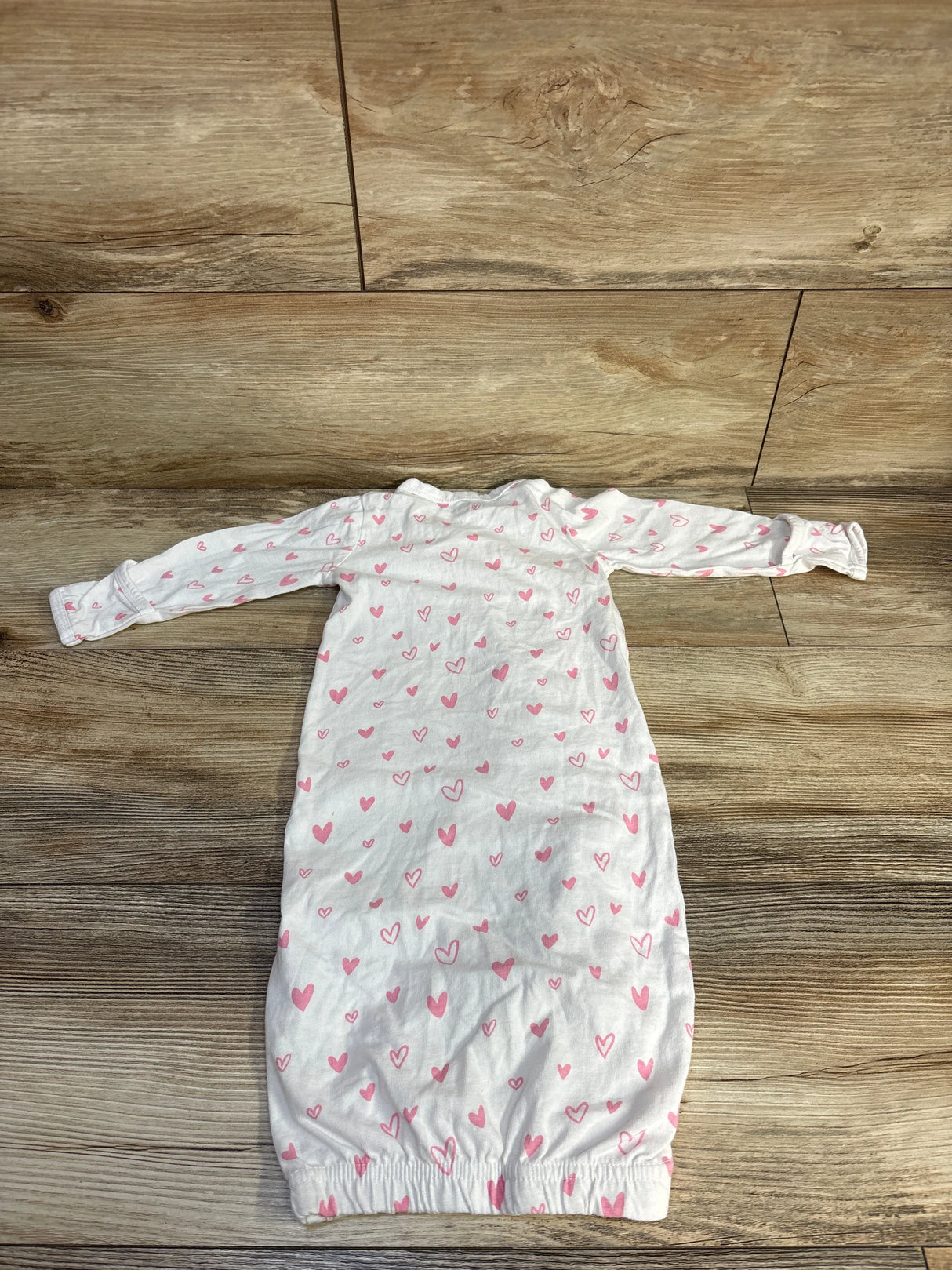 Cambria Baby Heart Print Kimono Sleep Gown White sz 0-6m