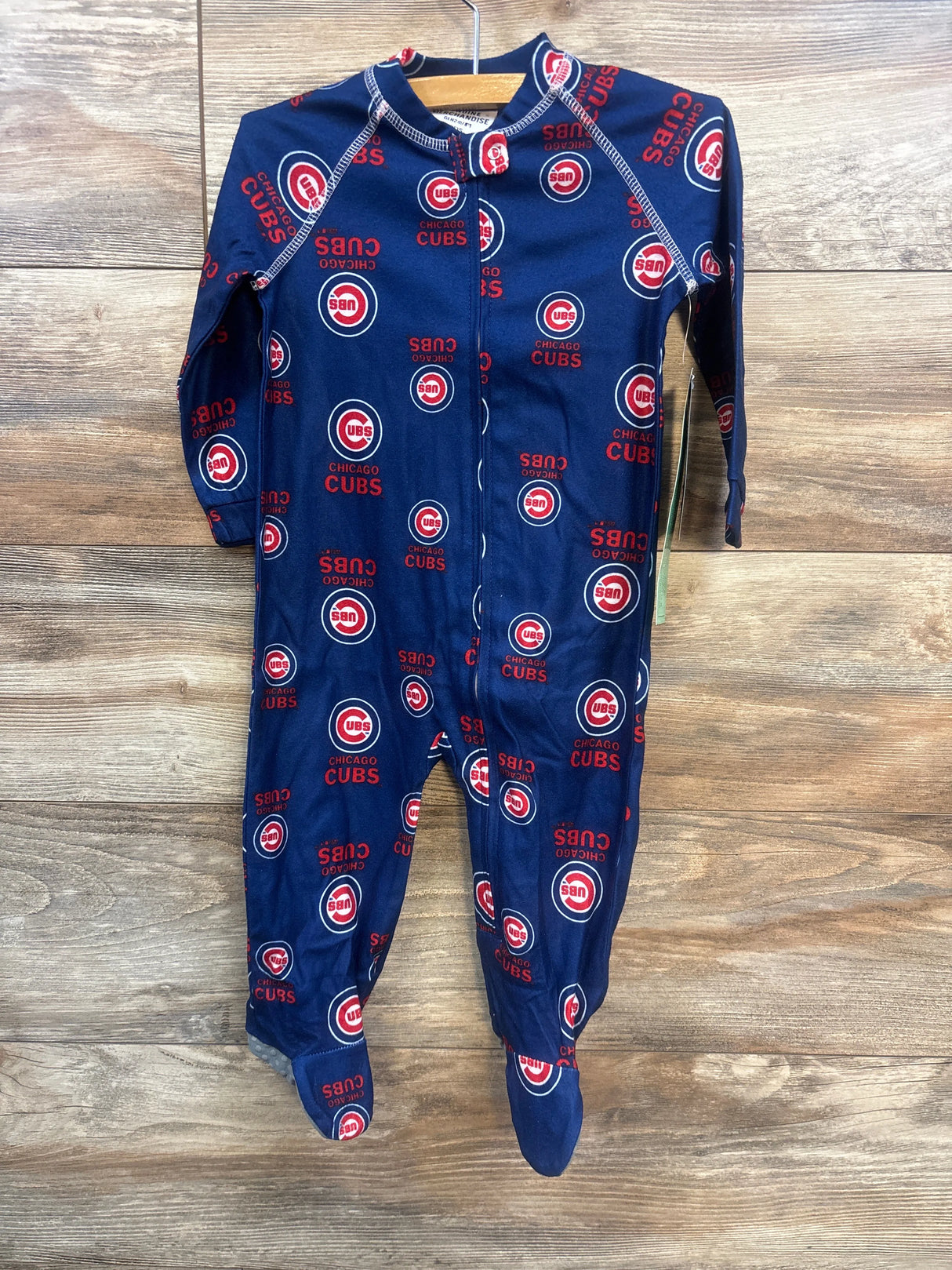 NEW MLB Chicago Cubs Raglan Zip Up Footie Blue sz 18m