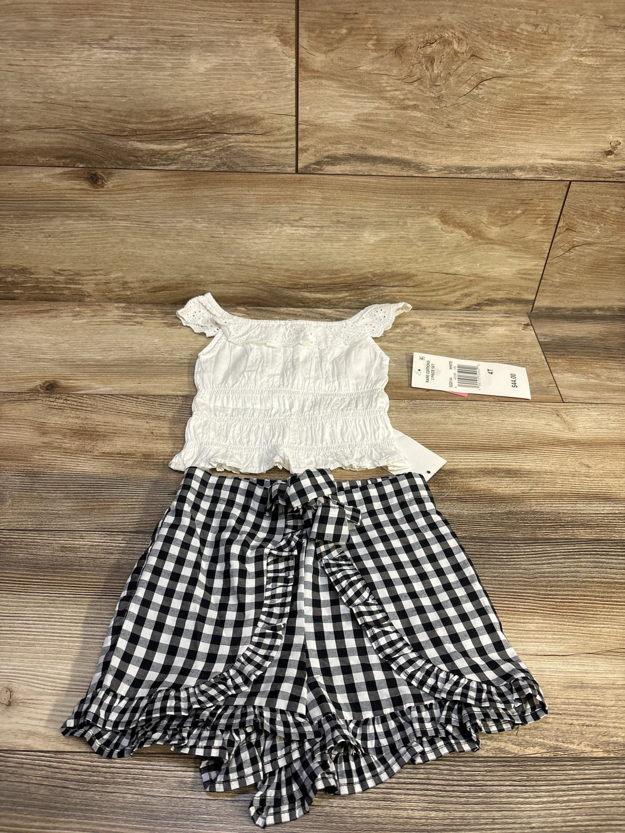 NEW Rare Editions 2pc Smocked Eyelet Top & Skort Set White sz 4T