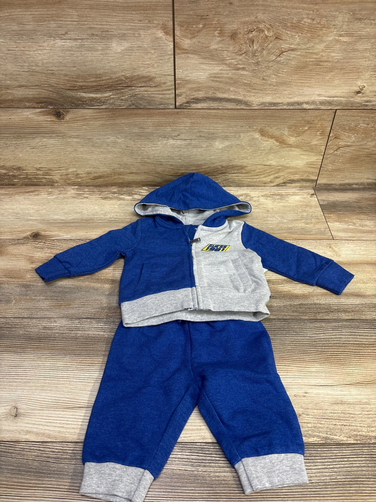 NEW Guess Baby 2pc Zip-Up Sweatshirt & Joggers Set Blue sz 0/3m