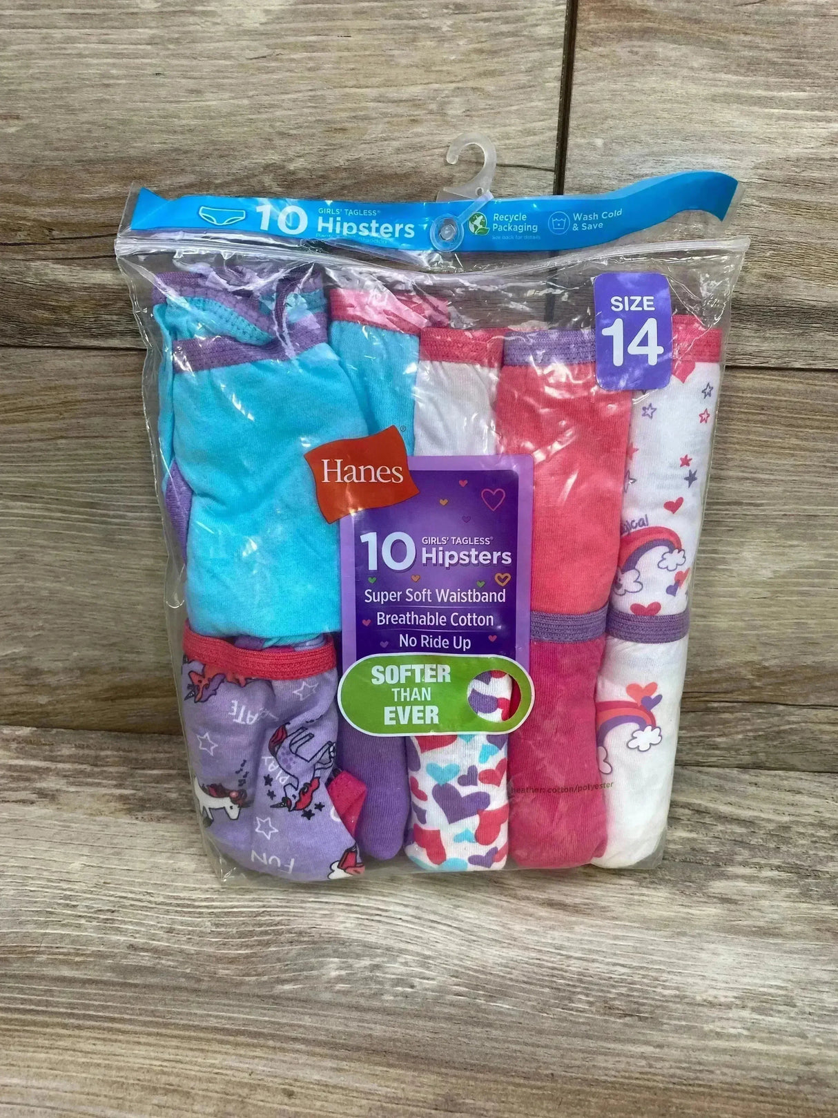 NEW Hanes 10Pk Girls Tagless Hipsters sz 14 - Me n Mommy To Be