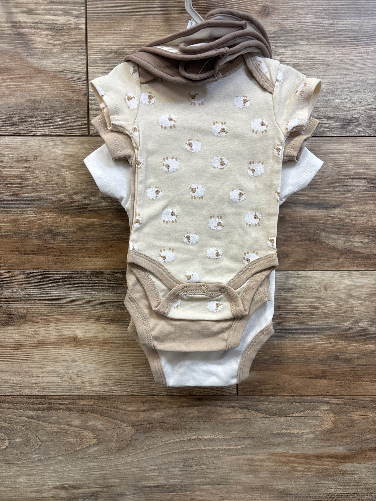 NEW Kyle + Deena 6pc Bodysuit & Bib Set Tan sz 0-3m
