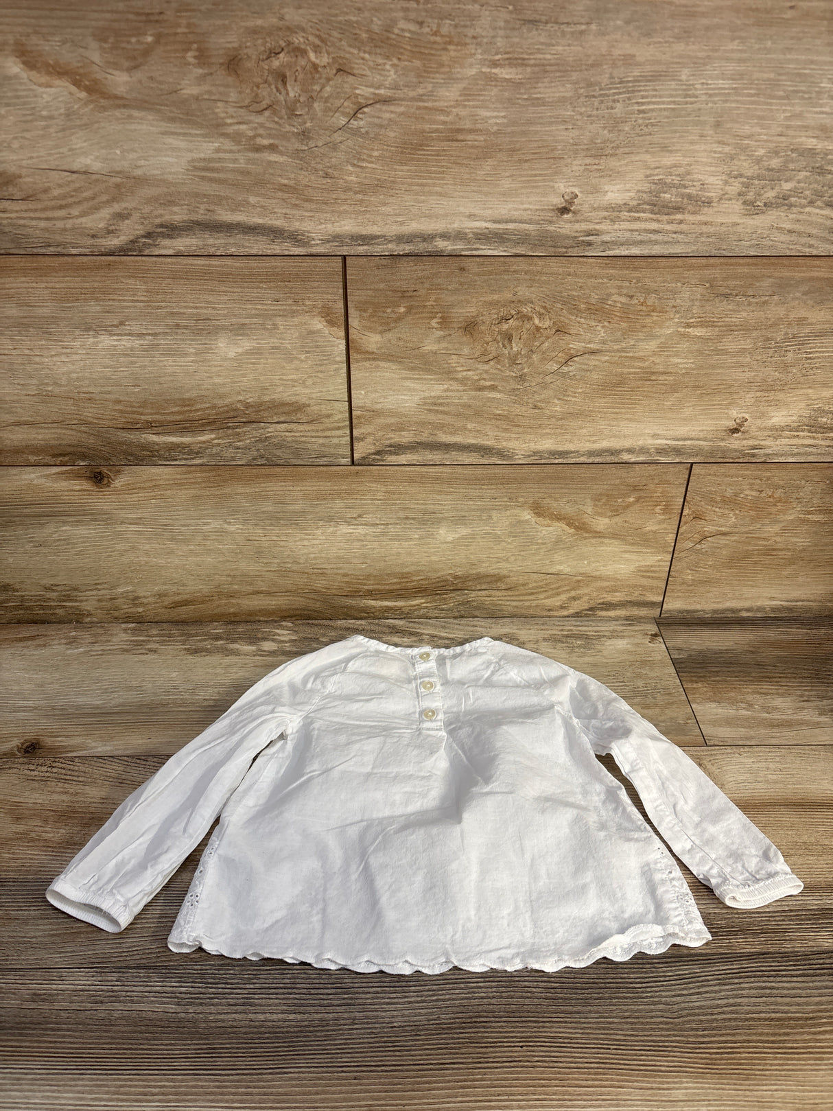 Oshkosh Eyelet Trim Long Sleeve Top White sz 24m
