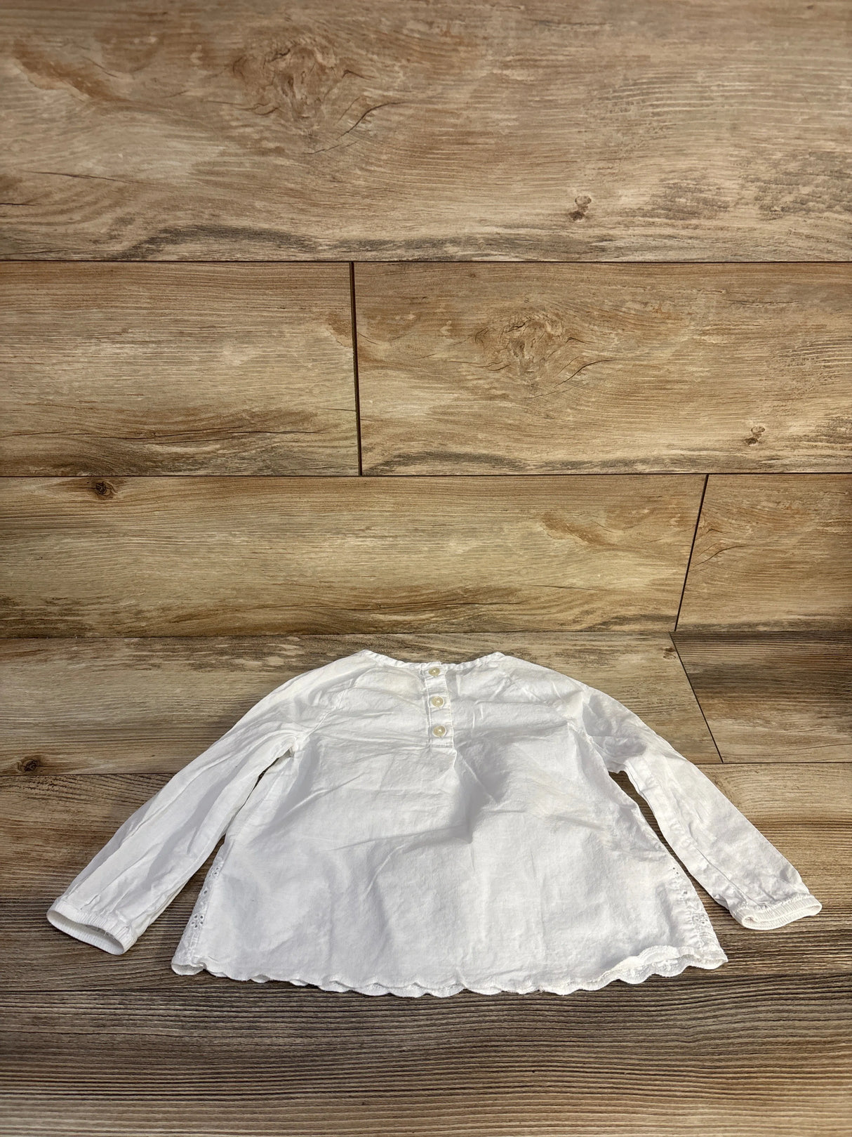 Oshkosh Eyelet Trim Long Sleeve Top White sz 24m