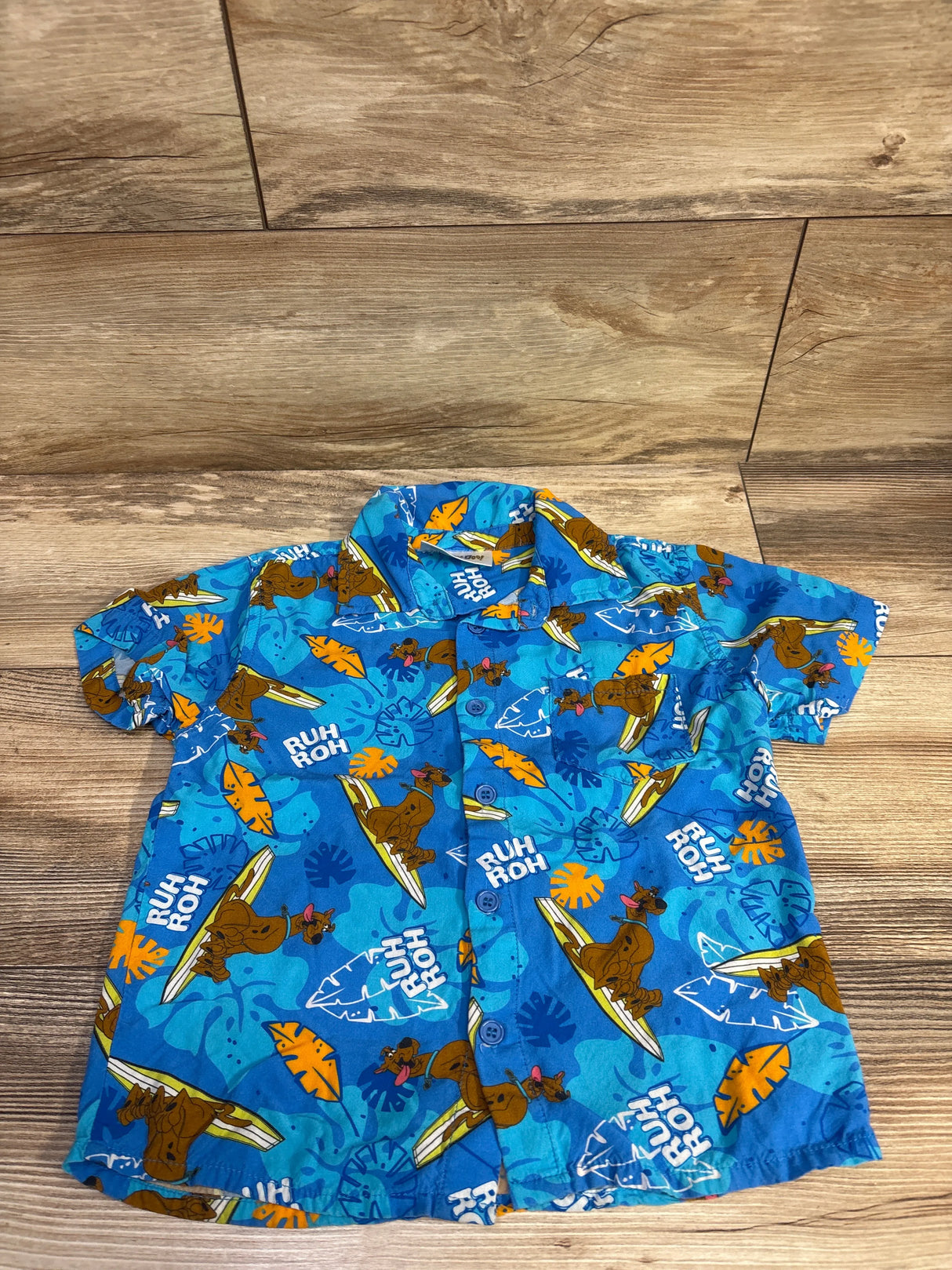 Scooby Doo Viscose Button-Up Shirt Blue sz 5/6T
