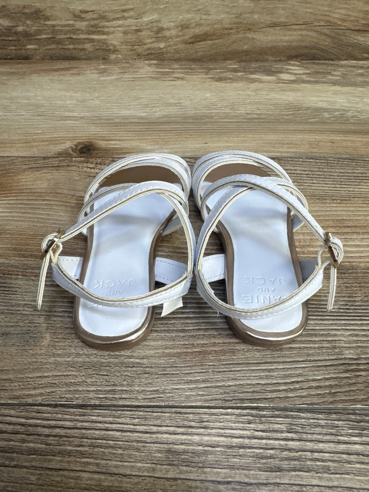 Janie & Jack Metallic Trim Strap Sandal White sz 7c - Me n Mommy To Be
