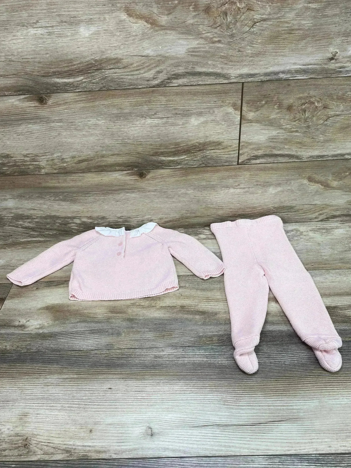 Hope & Henry 2pc Ruffle Collar Sweater Set Pink sz 3-6m - Me n Mommy To Be
