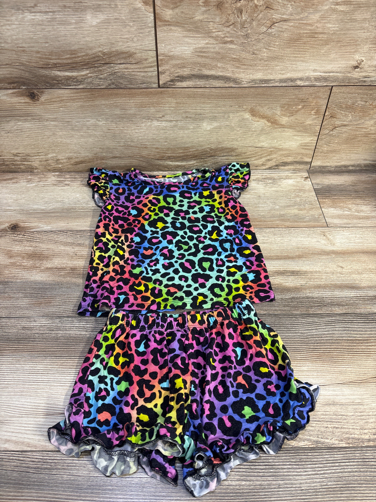 Little Snugglers Bamboo 2pc Leopard Pajama Set Multicolor sz 4T