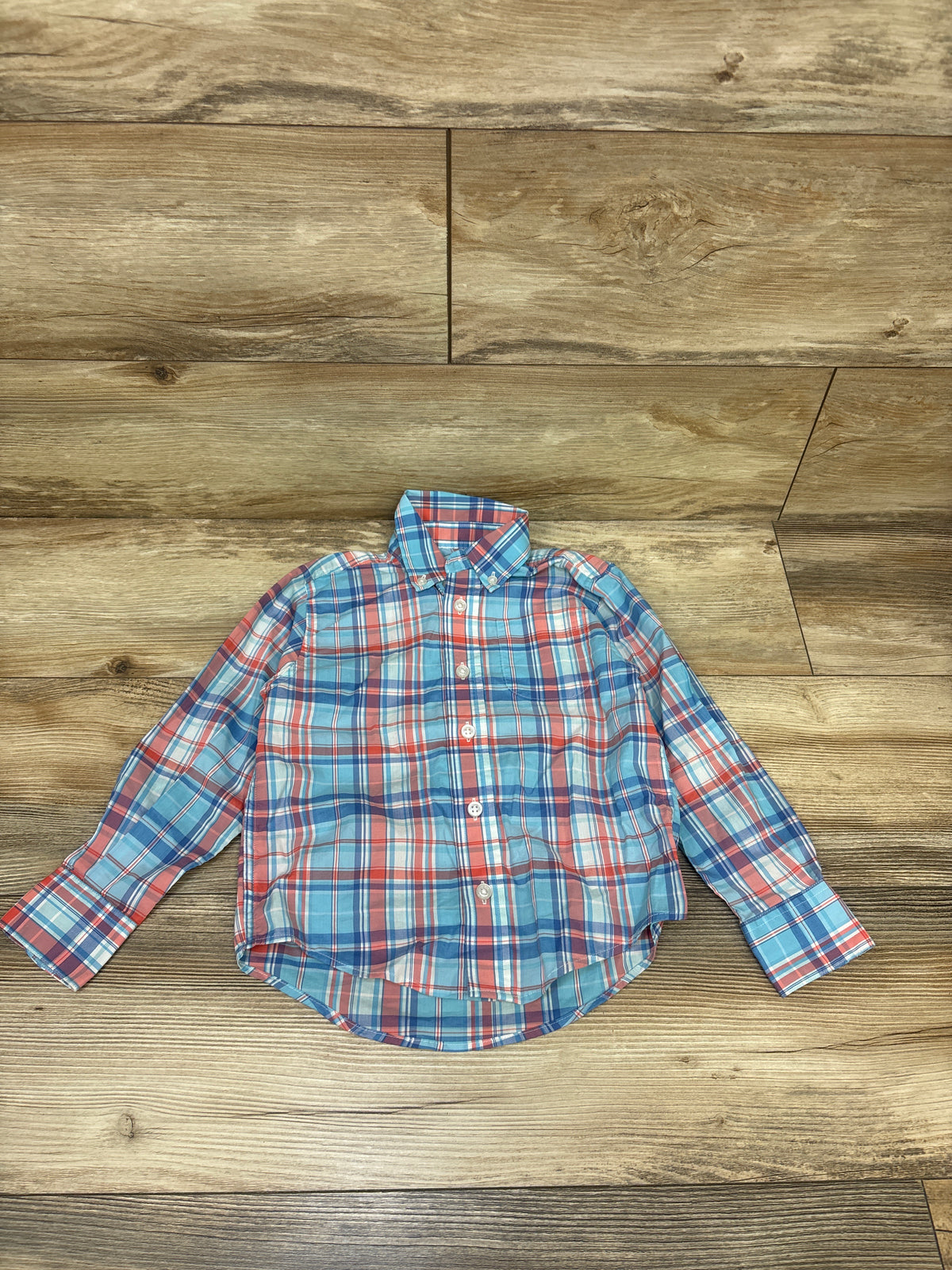 Class Club Plaid Button-Down Shirt Blue sz 4/5T