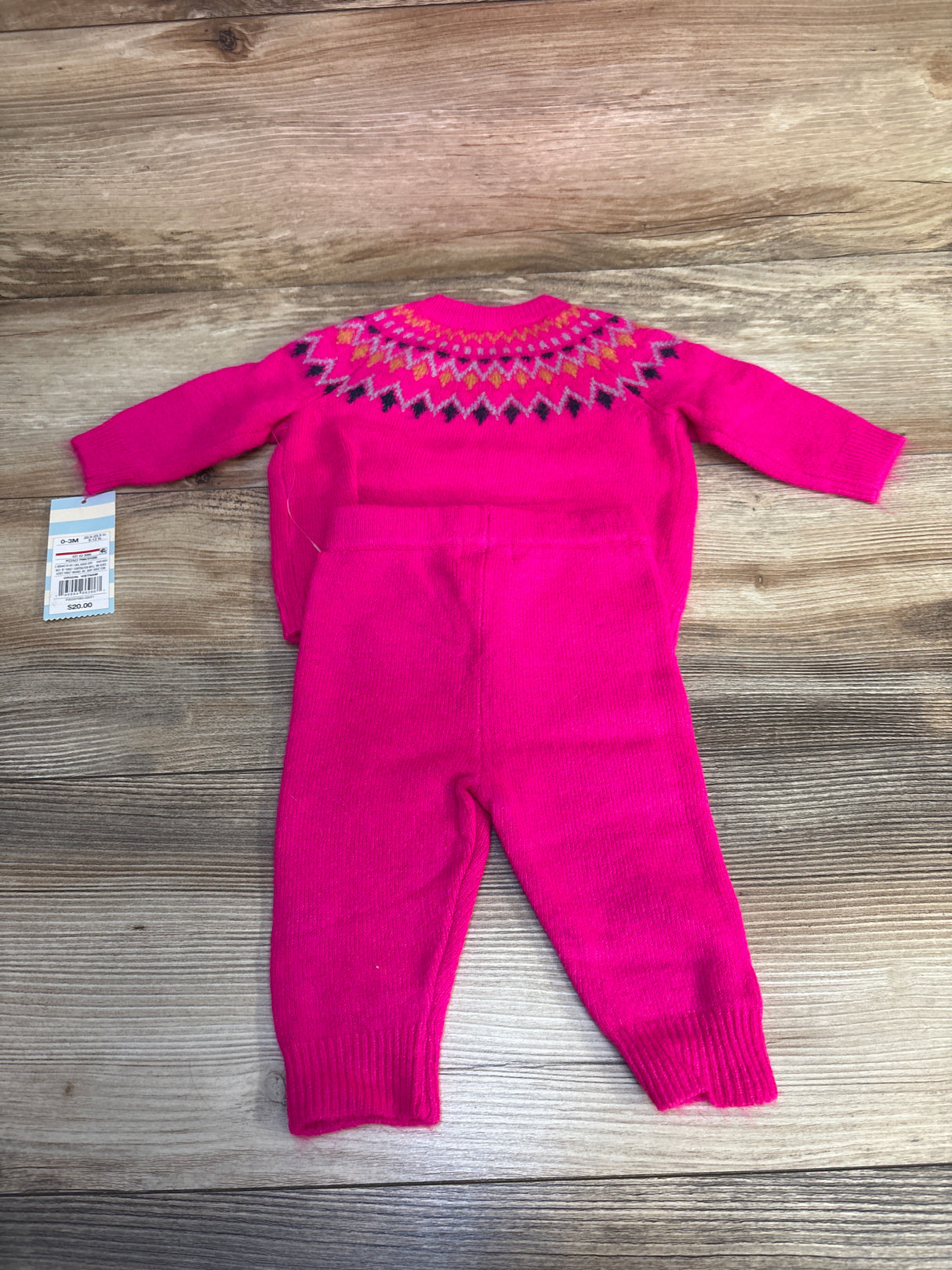 NEW Cat & Jack 2pc Fair Isle Sweater Set Pink sz 0-3m