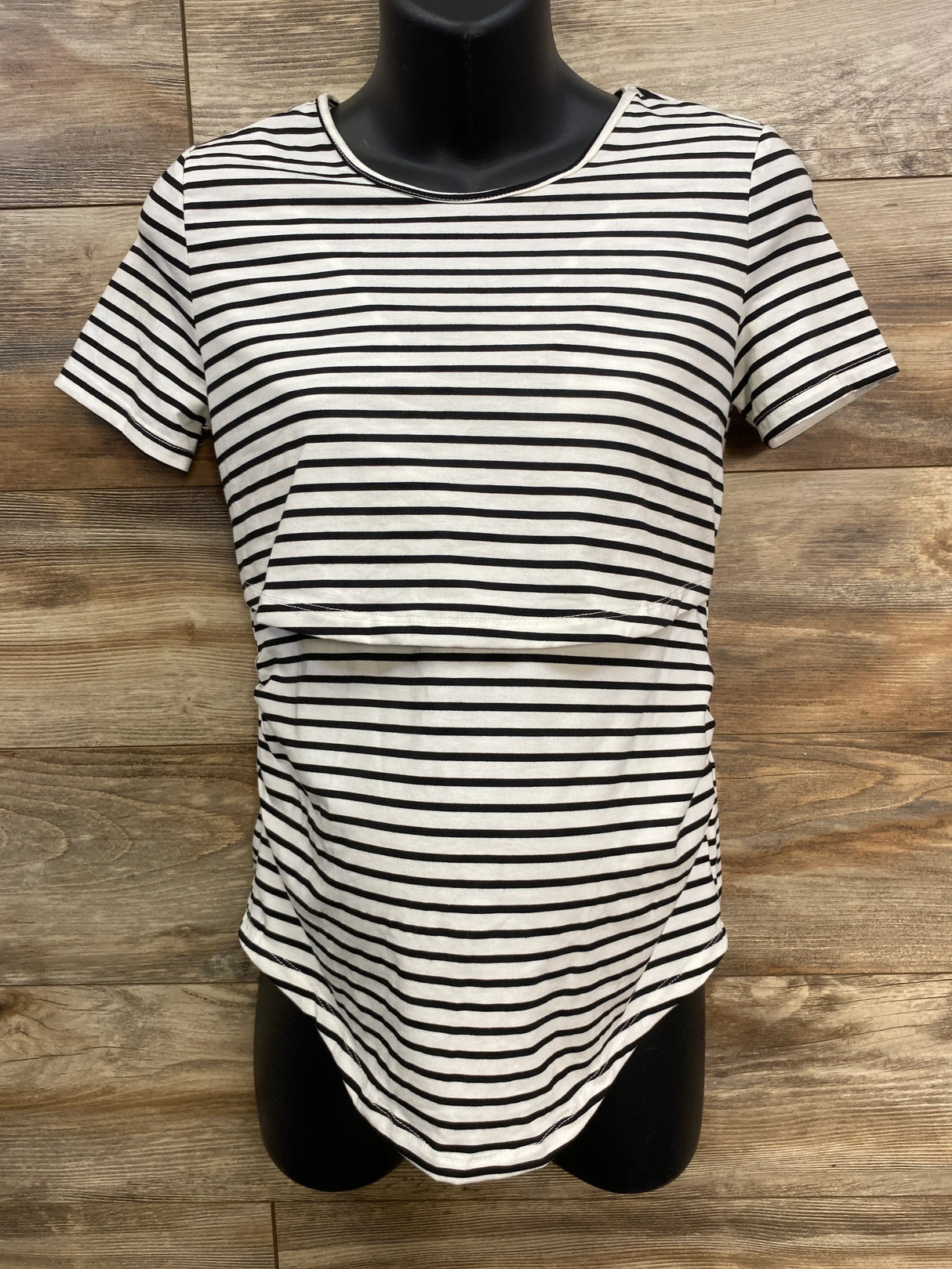 Maternity Striped Nursing Top White sz Medium