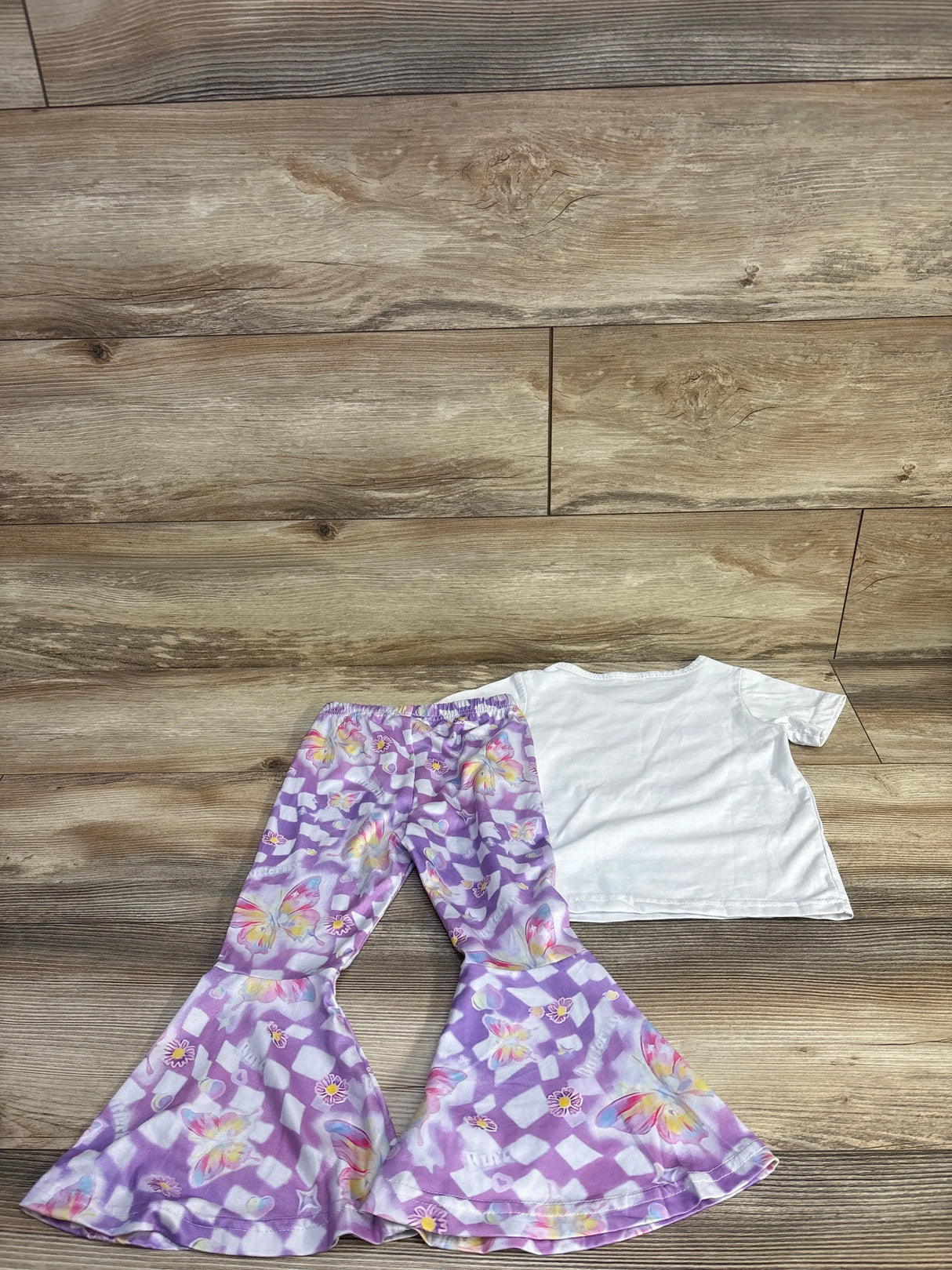 2pc Butterfly Shirt & Flare Leggings Set White sz 3-4T