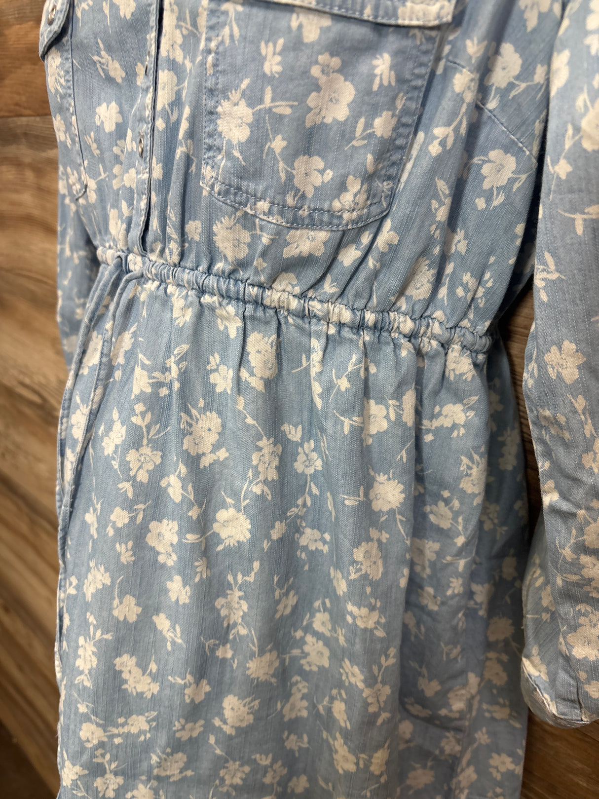 Motherhood Floral Chambray Maternity Shirt Light Blue sz Large