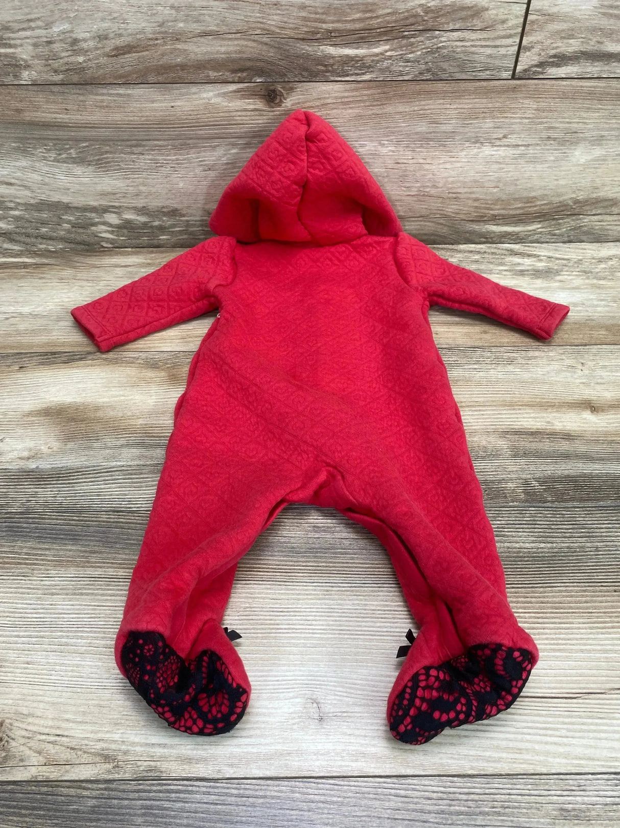 Guess Hooded Quilted Hearts Jumpsuit Red sz 3-6m - Me n Mommy To Be