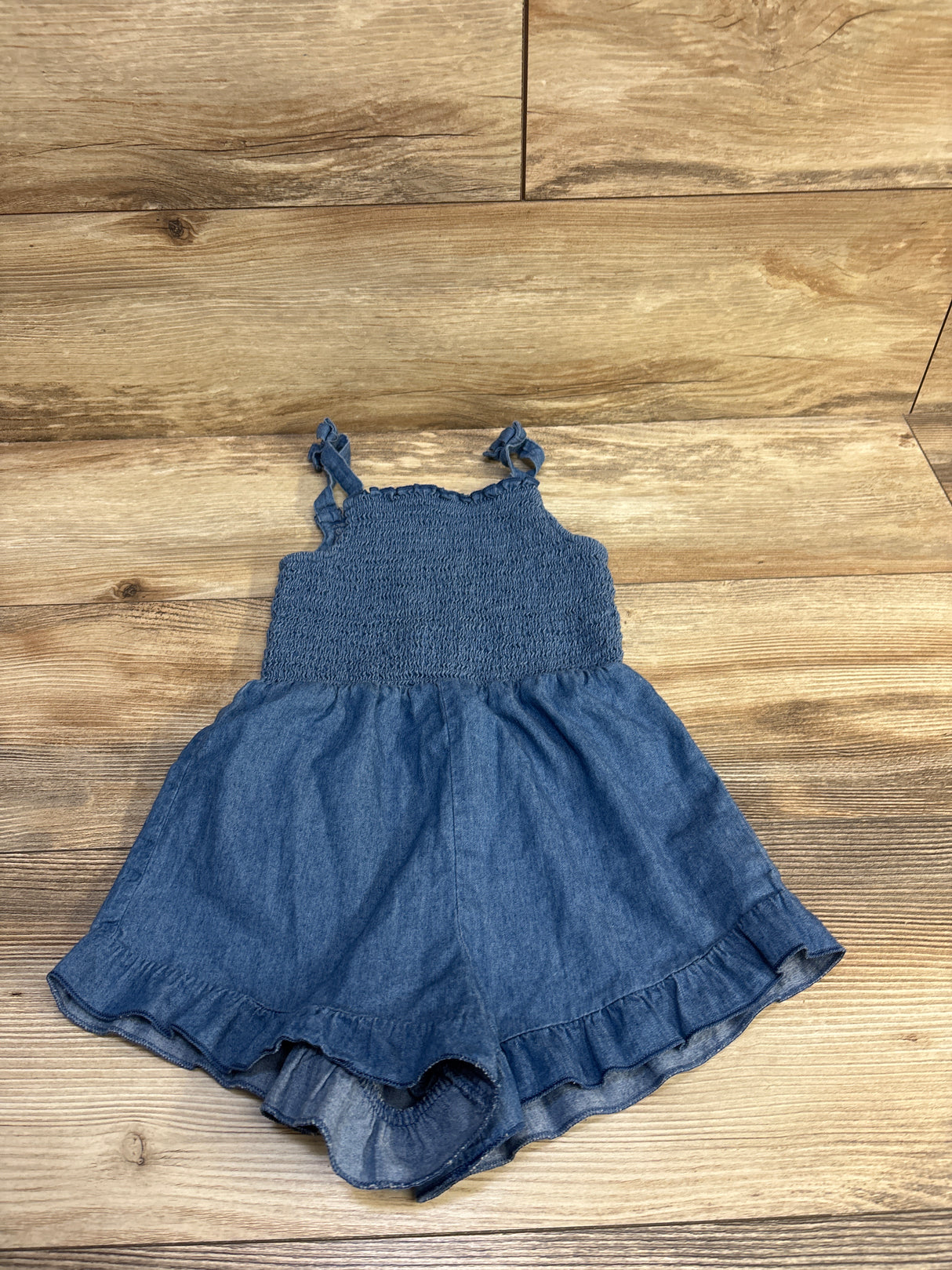 Smocked Chambray Shortie Romper Blue sz 5T