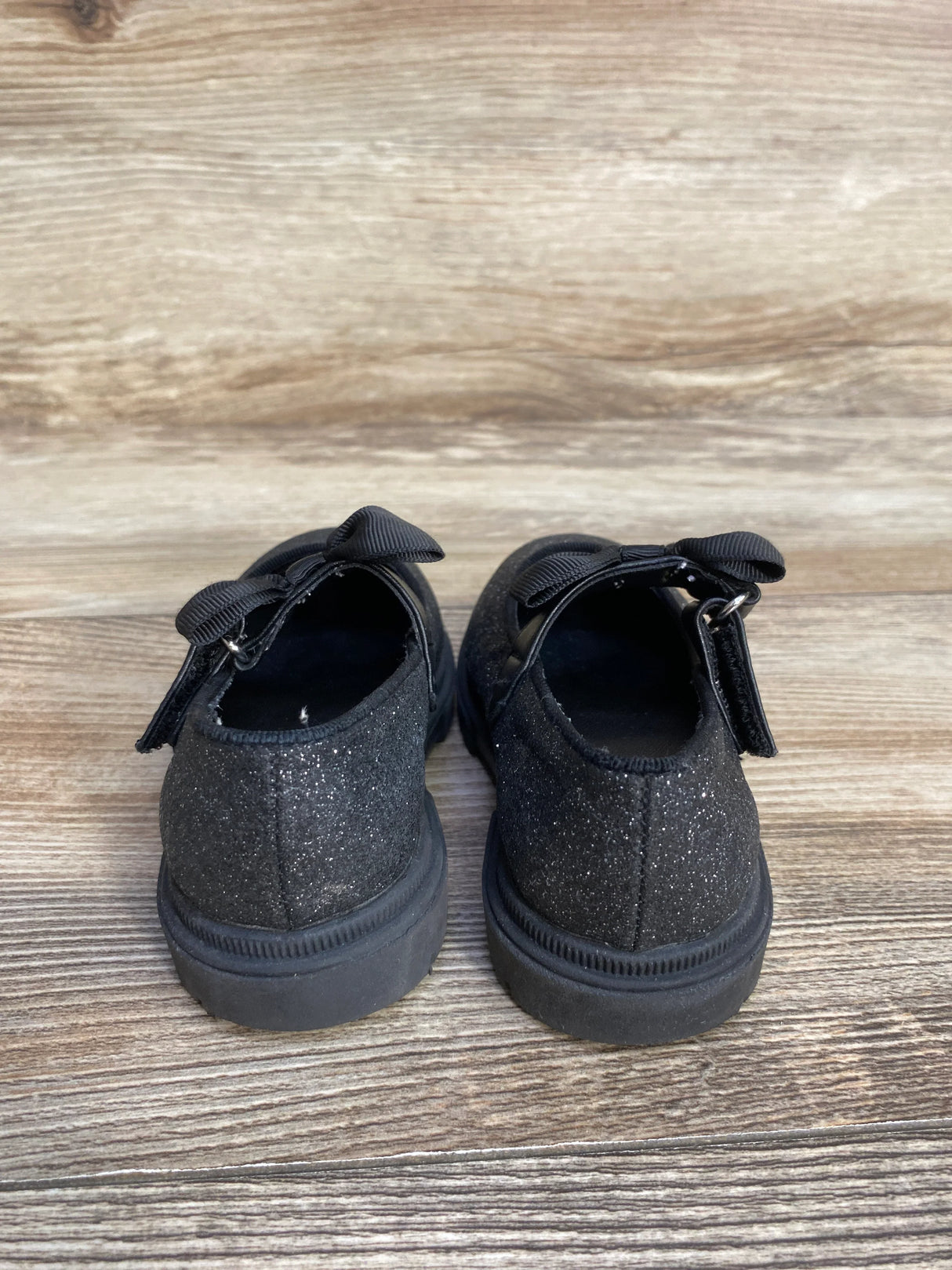 Cat & Jack Kori Lug Sole Mary Jane Flats, Black Glitter sz 6c