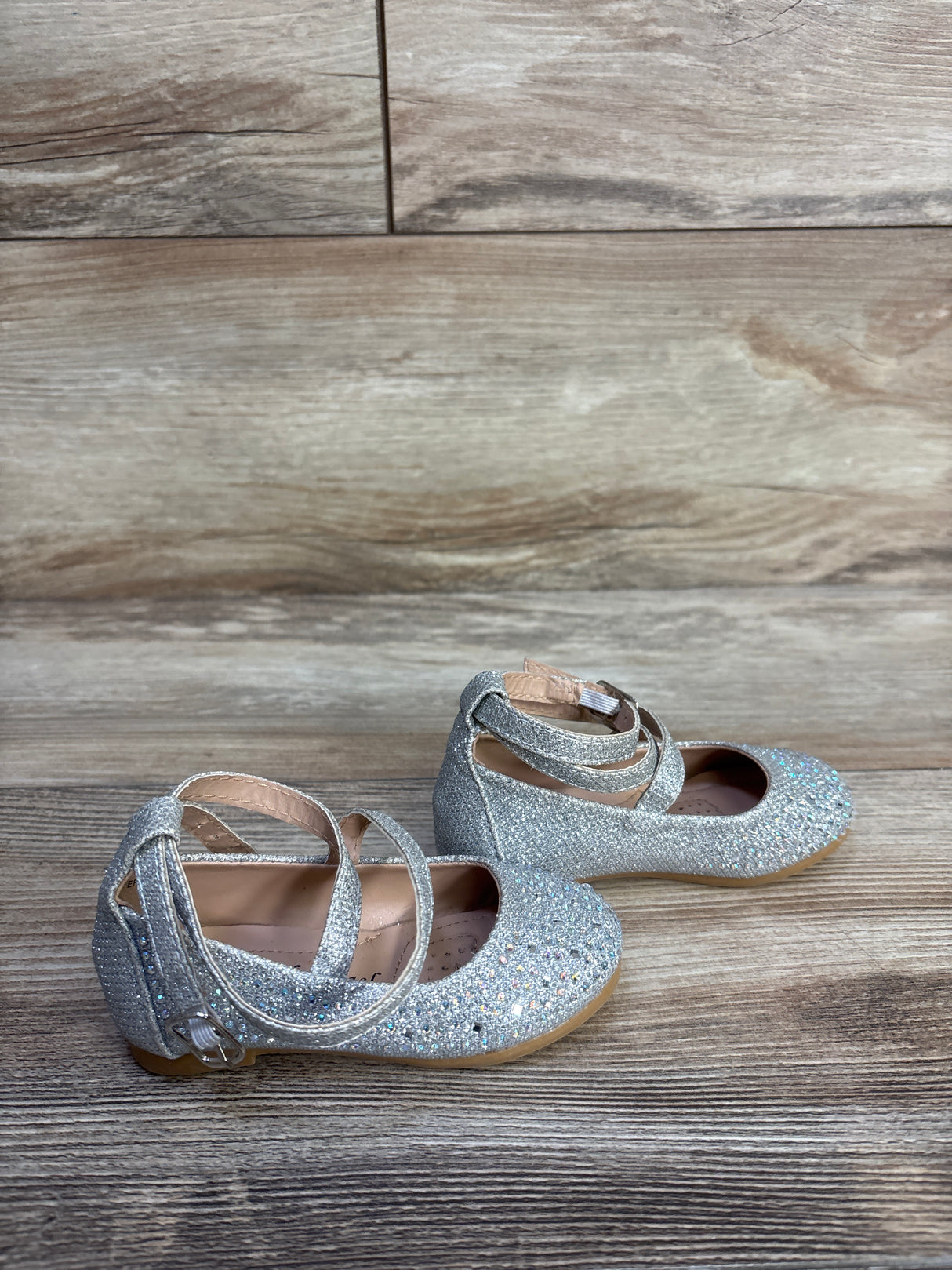 Little Angel Bedazzled Flats Silver sz 4c