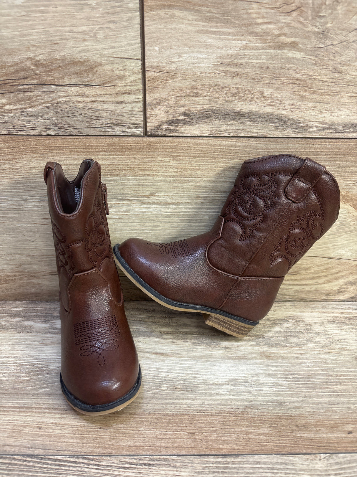 Cat & Jack Memphis Zipper Western Boots Brown sz 7c