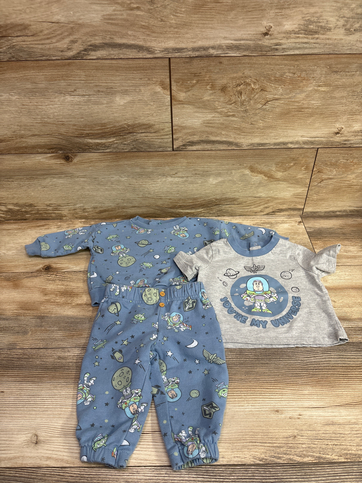 Disney Baby Toy Story 3pc Sweatshirt, Joggers, & Bodysuit Set Blue sz 3/6m