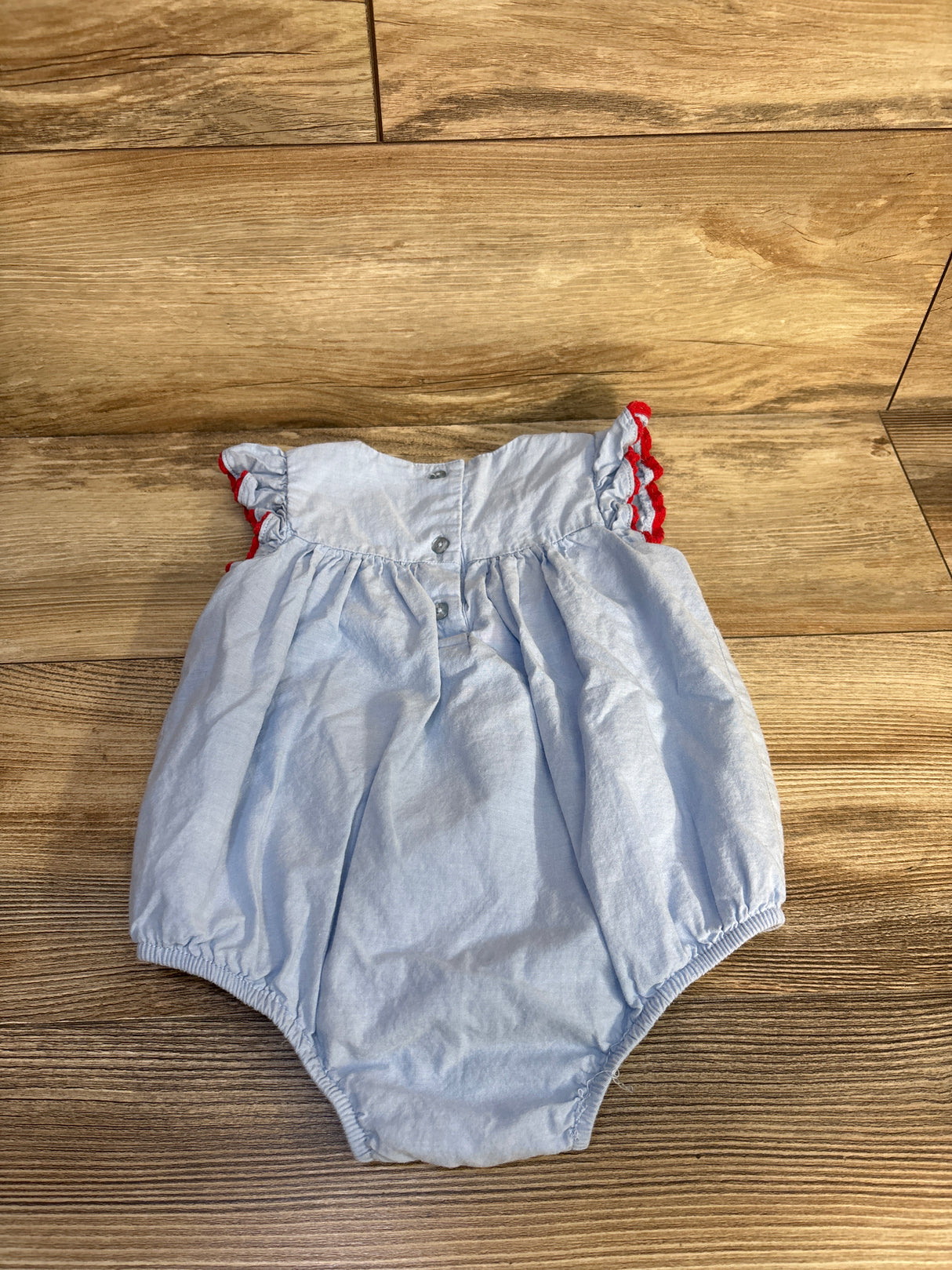 Little Me Embroidered Chambray Bubble Romper Blue sz 18m