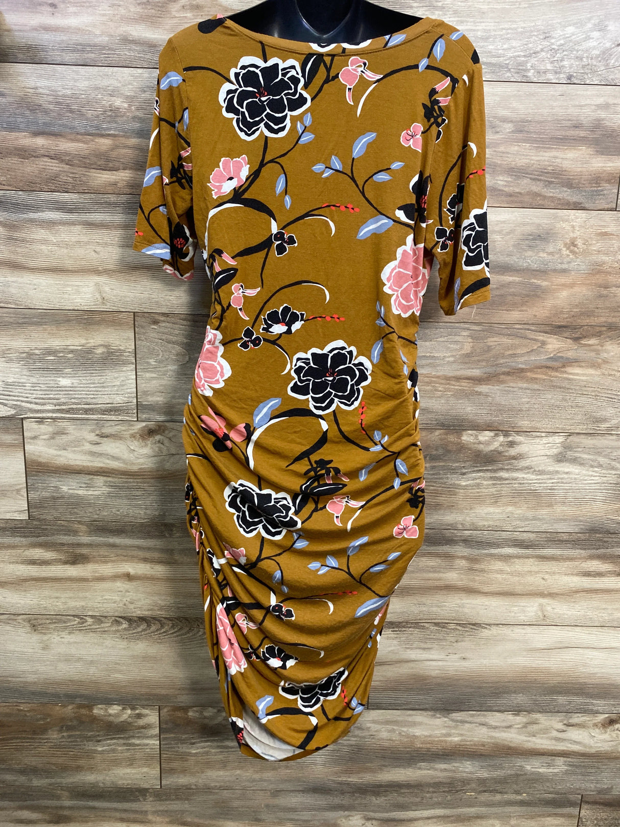 Motherhood Maternity Floral Bodycon Dress Yellow sz Large