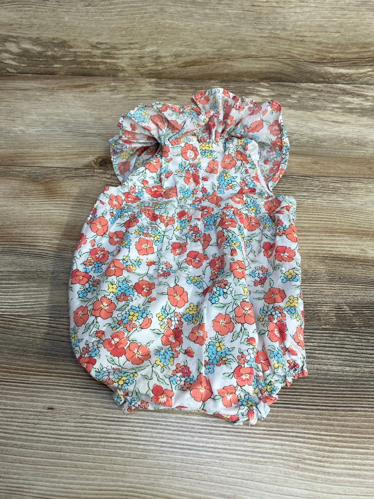 Janie and Jack Floral Ruffle Sleeve Romper White sz 0-3m - Me n Mommy To Be