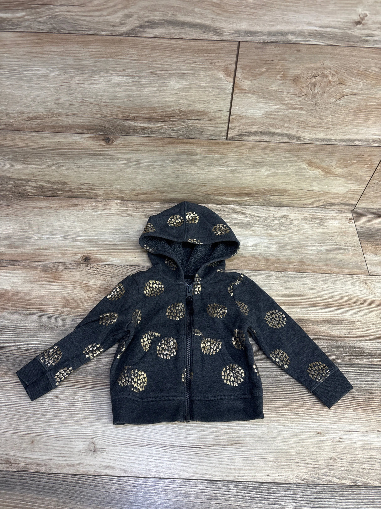 Cat & Jack Full Zip Heart Jacket Grey sz 12m