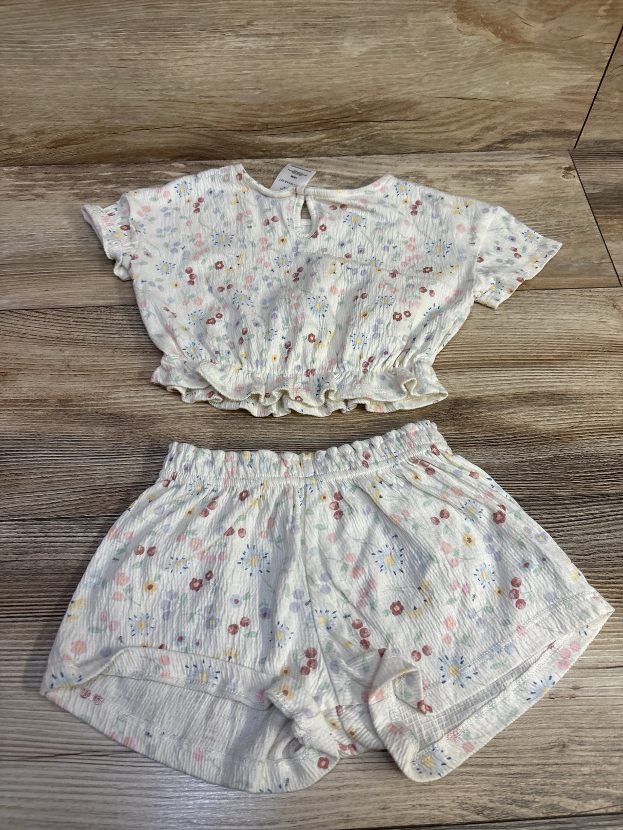 Member's Mark 2pc Crinkle Playwear Set Ivory sz 18m